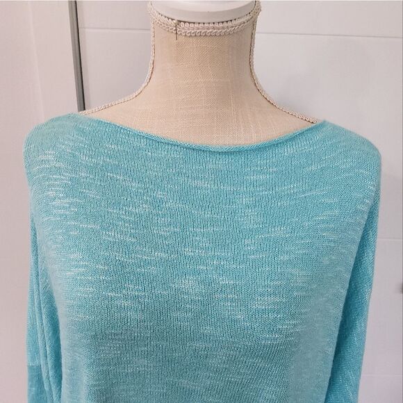 Eskandar Women's Melange Blue Off White Knit Oversize Sweater Size OS - Picture 4 of 12